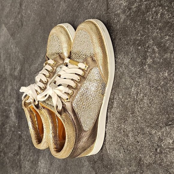 Jimmy Choo size 36 gold metallic lace up sneaker - Picture 5 of 11